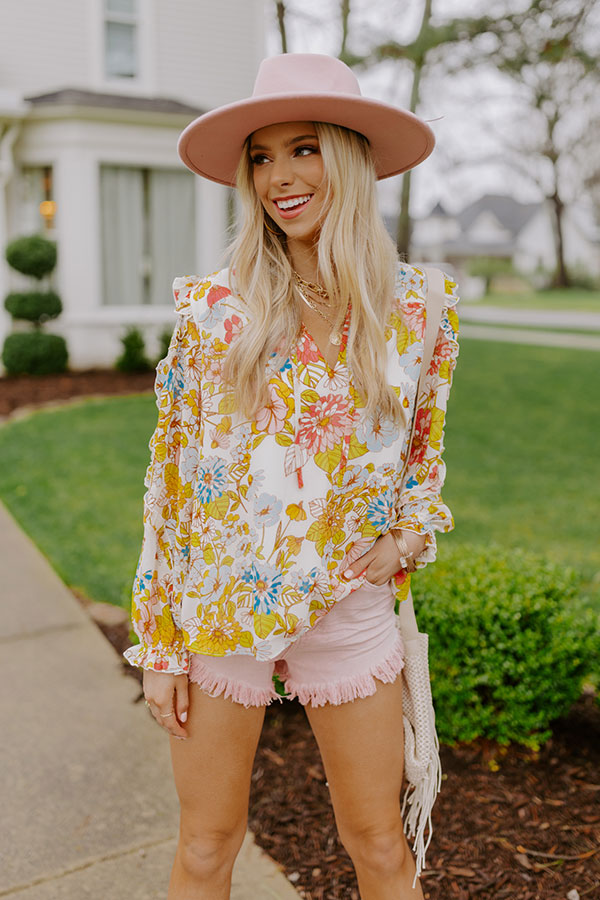 Sugary Sweet Floral Shift Top in Cream