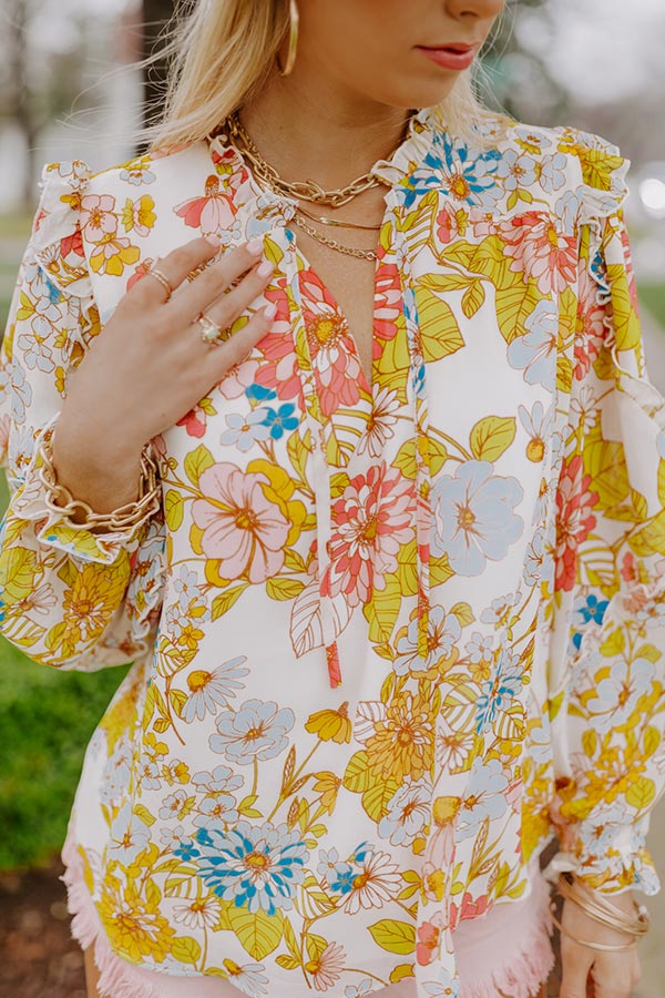 Sugary Sweet Floral Shift Top in Cream