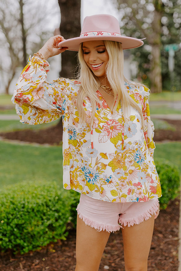 Sugary Sweet Floral Shift Top in Cream