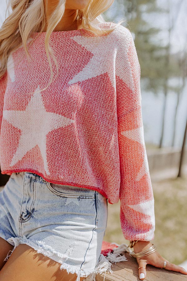 Star Spangled Kisses Knit Sweater In Red