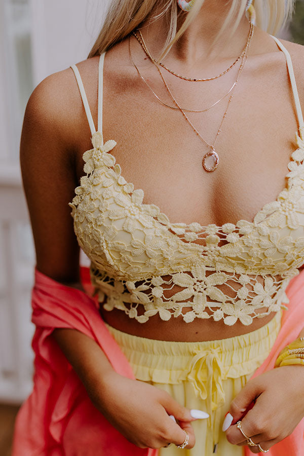 Fun Details Crochet Bralette In Yellow