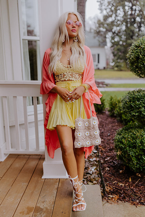 Summer Rhythm Ruffle Overlay In Coral