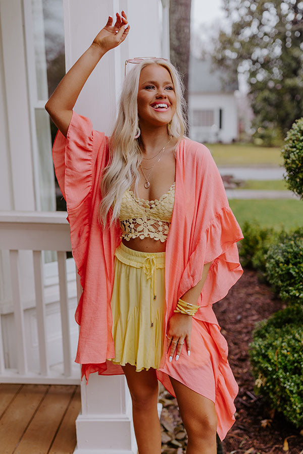 Summer Rhythm Ruffle Overlay In Coral