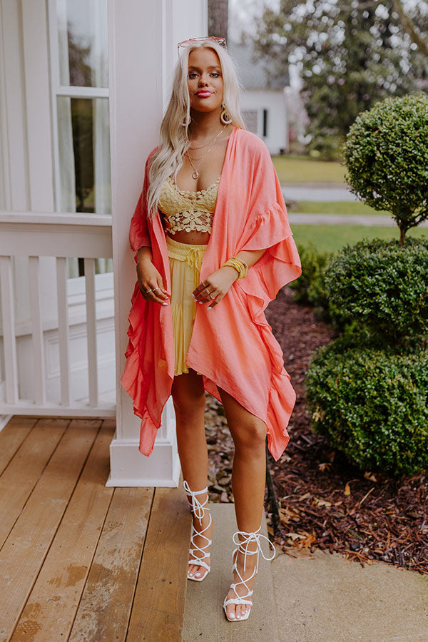 Summer Rhythm Ruffle Overlay In Coral