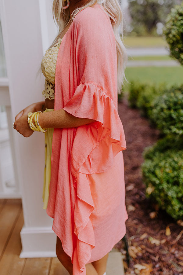 Summer Rhythm Ruffle Overlay In Coral