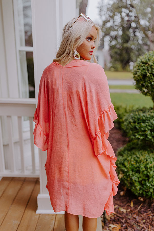 Summer Rhythm Ruffle Overlay In Coral