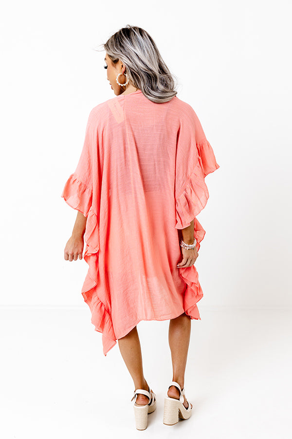 Summer Rhythm Ruffle Overlay In Coral