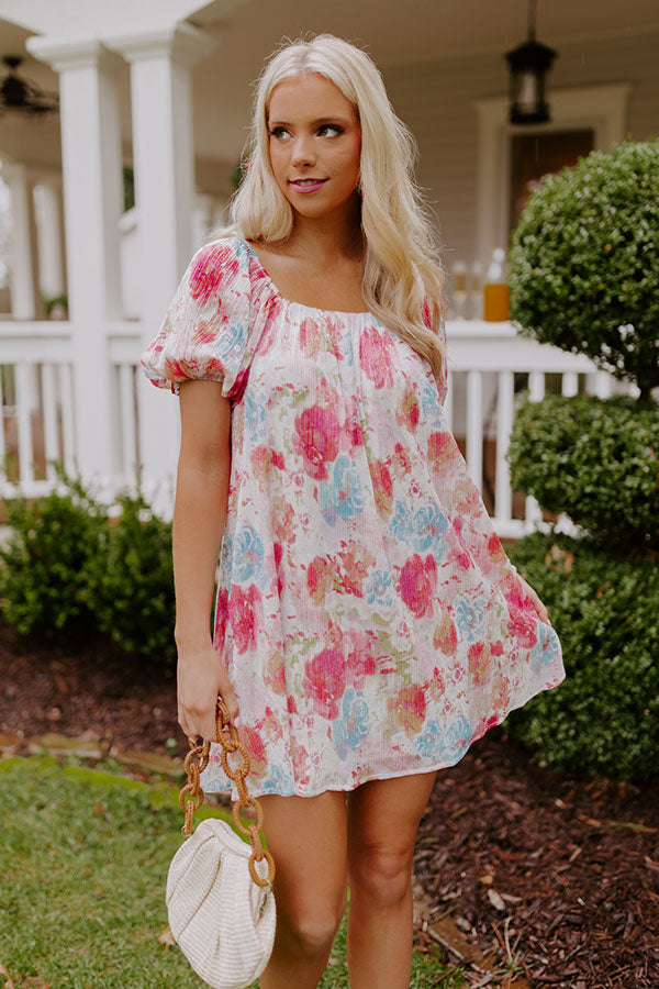 Create Your Dream Life Floral Shift Dress In Pink
