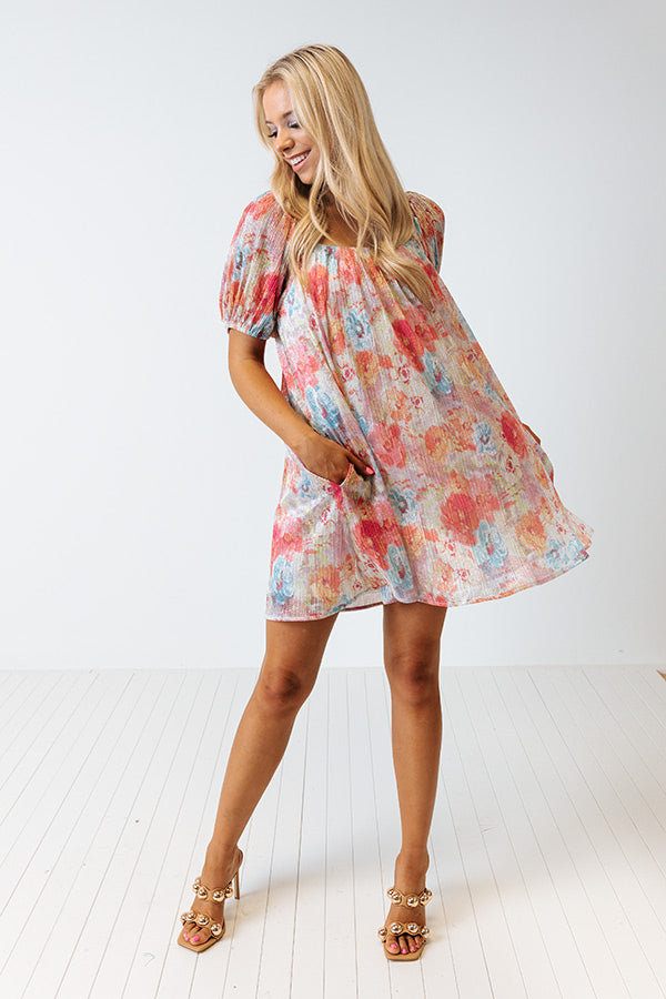Create Your Dream Life Floral Shift Dress In Pink