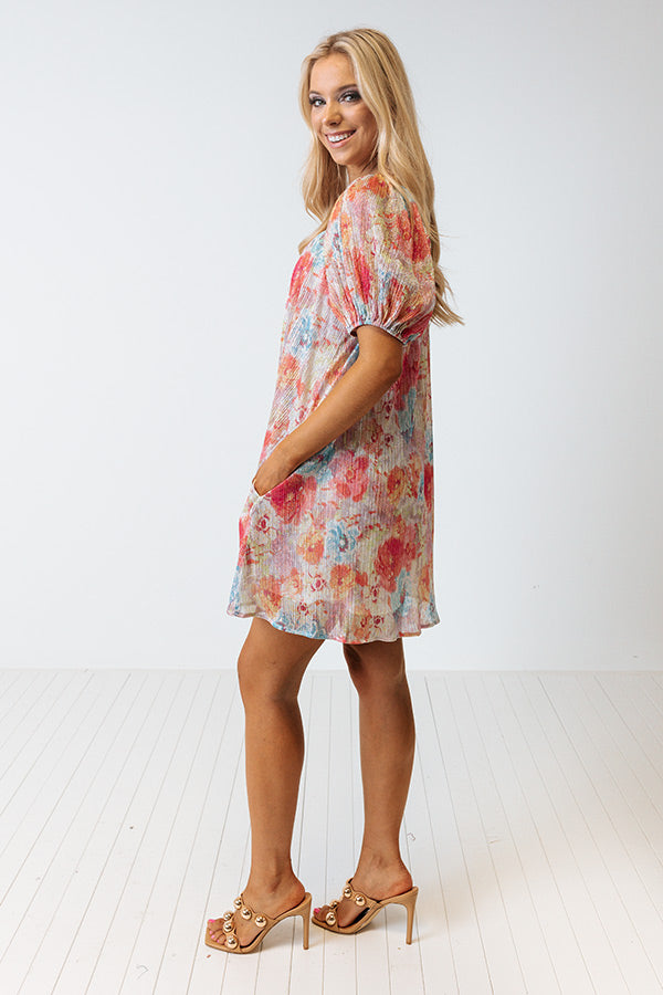 Create Your Dream Life Floral Shift Dress In Pink
