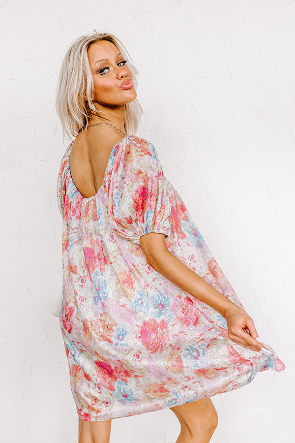 Create Your Dream Life Floral Shift Dress In Pink