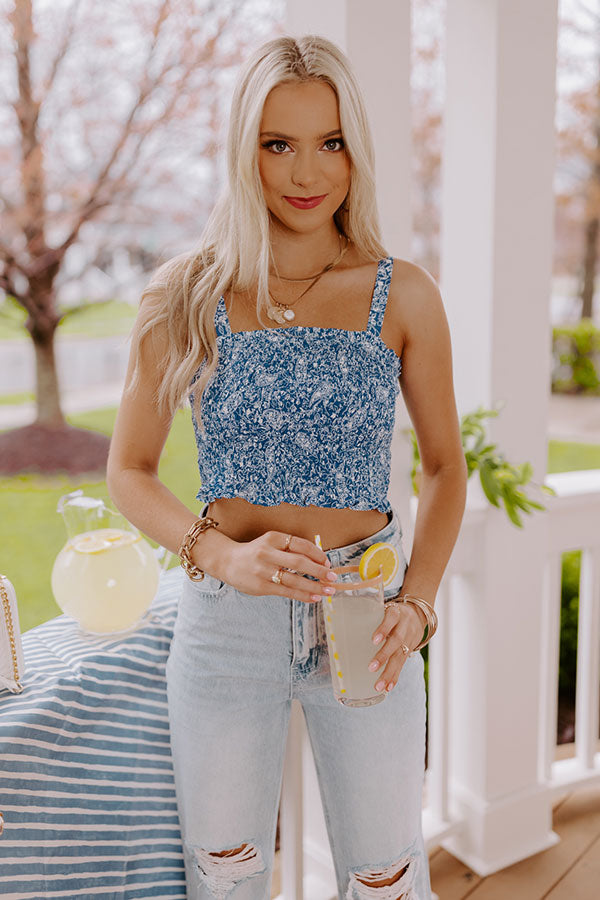 Sparkler Season Smocked Top In Blue