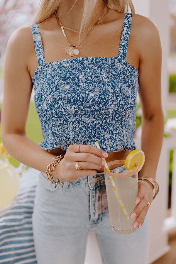 Sparkler Season Smocked Top In Blue