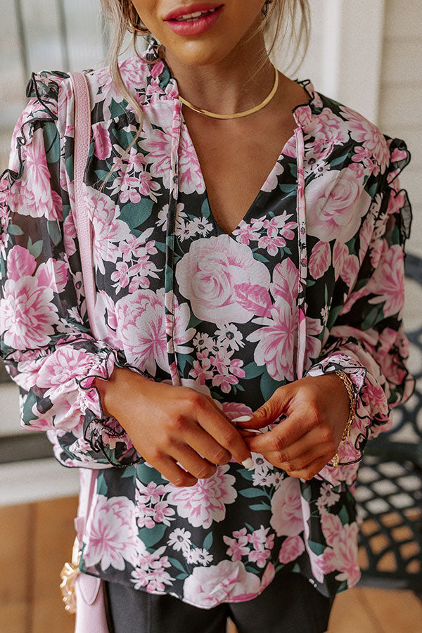 Sugary Sweet Floral Shift Top In Pink