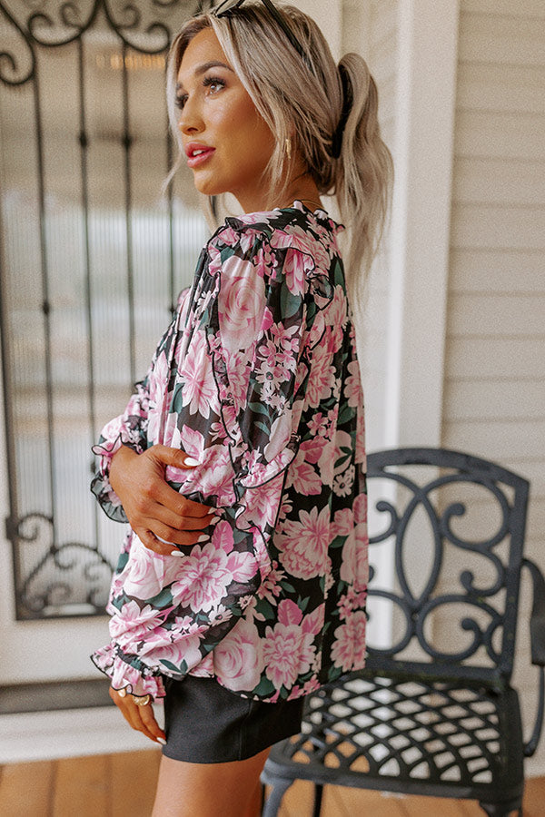 Sugary Sweet Floral Shift Top In Pink