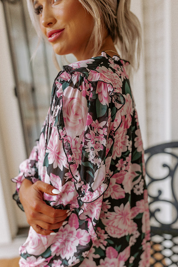 Sugary Sweet Floral Shift Top In Pink