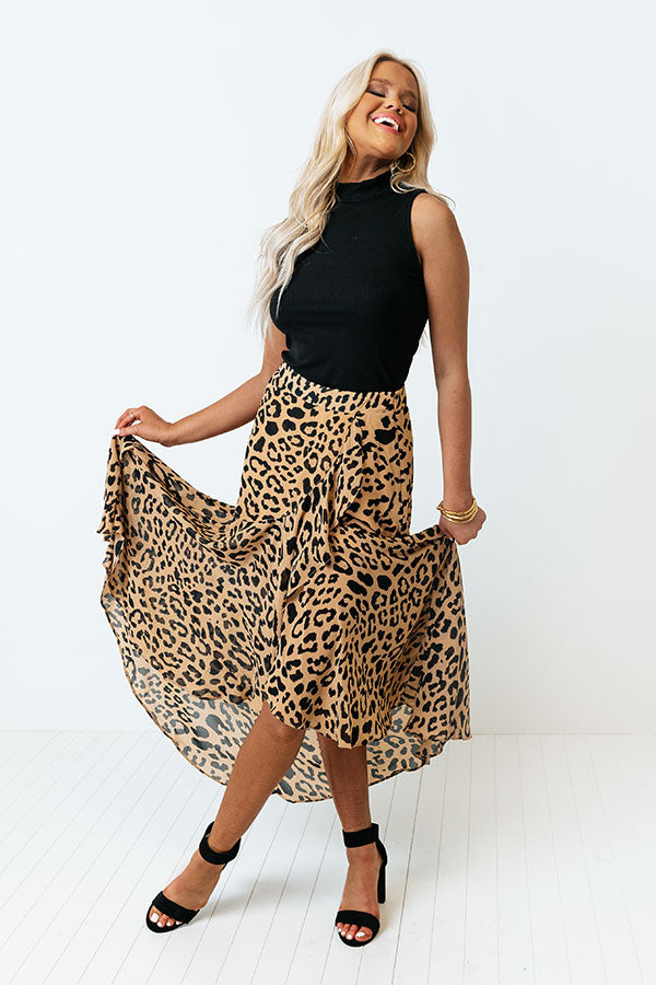 Only Sunshine Leopard Skirt In Iced Mocha