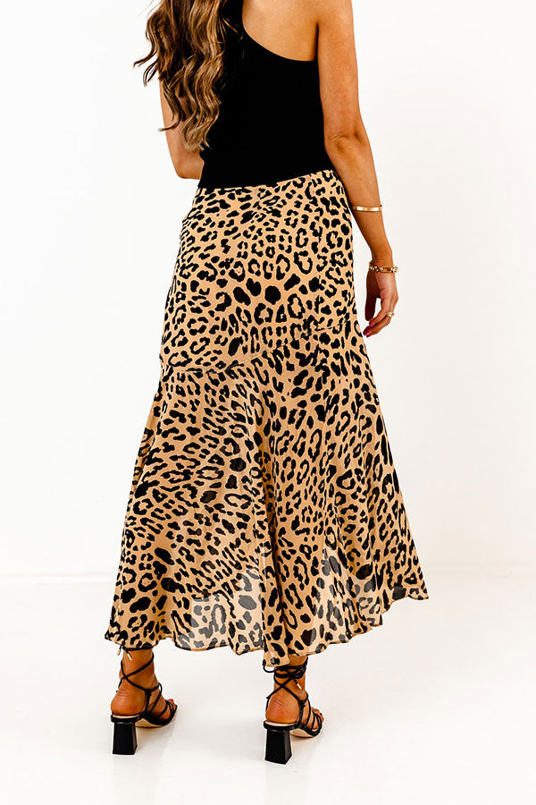Only Sunshine Leopard Skirt In Iced Mocha
