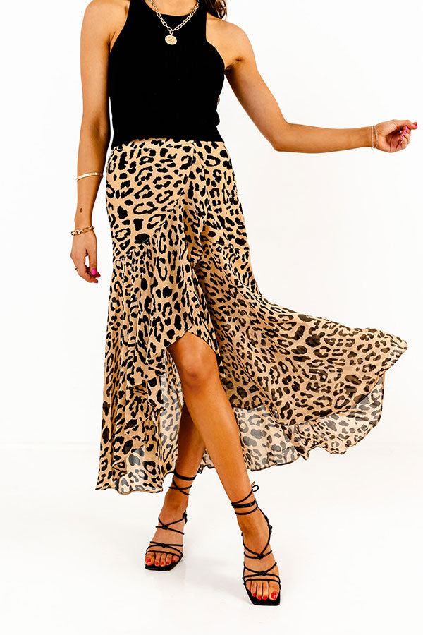 Only Sunshine Leopard Skirt In Iced Mocha