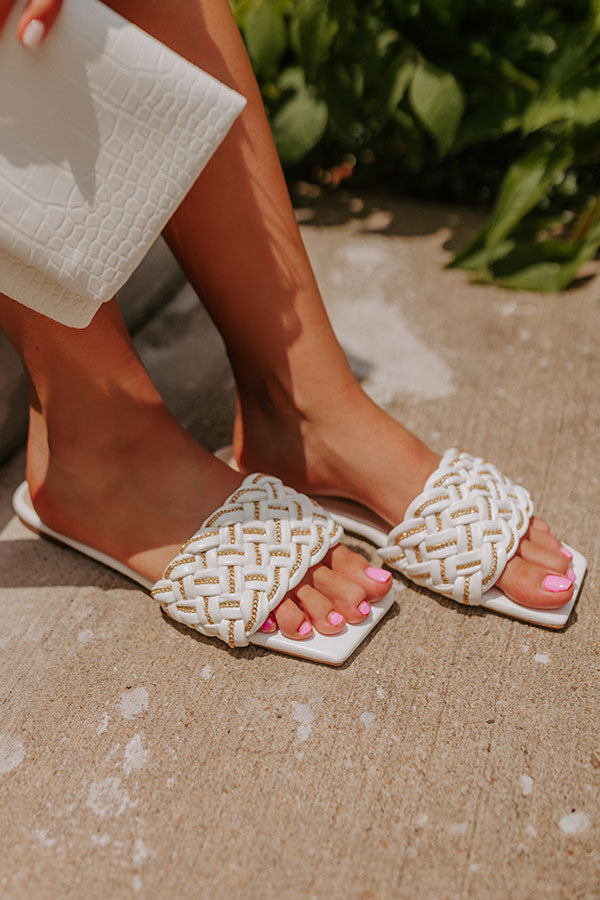 The Lizabeth Faux Leather Braided Sandal In Ivory