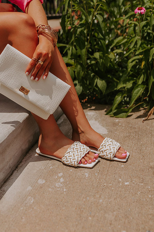The Lizabeth Faux Leather Braided Sandal In Ivory