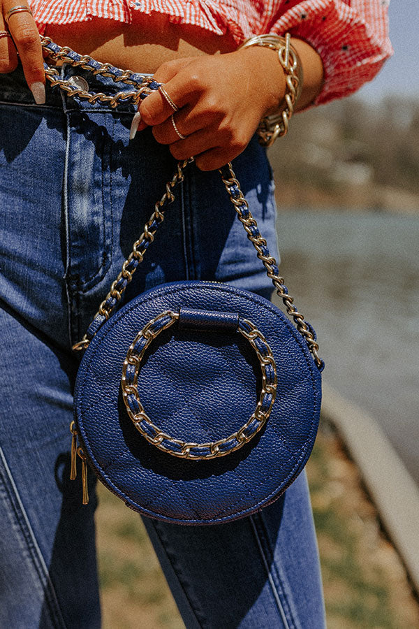 Bring The Prosecco Faux Leather Purse In Navy
