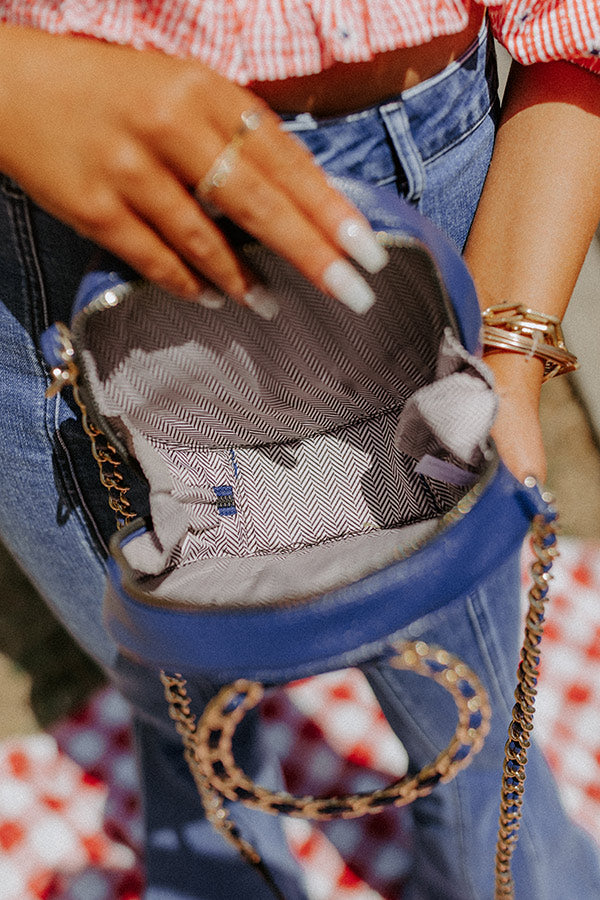 Bring The Prosecco Faux Leather Purse In Navy