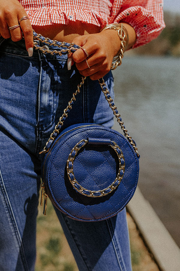 Bring The Prosecco Faux Leather Purse In Navy