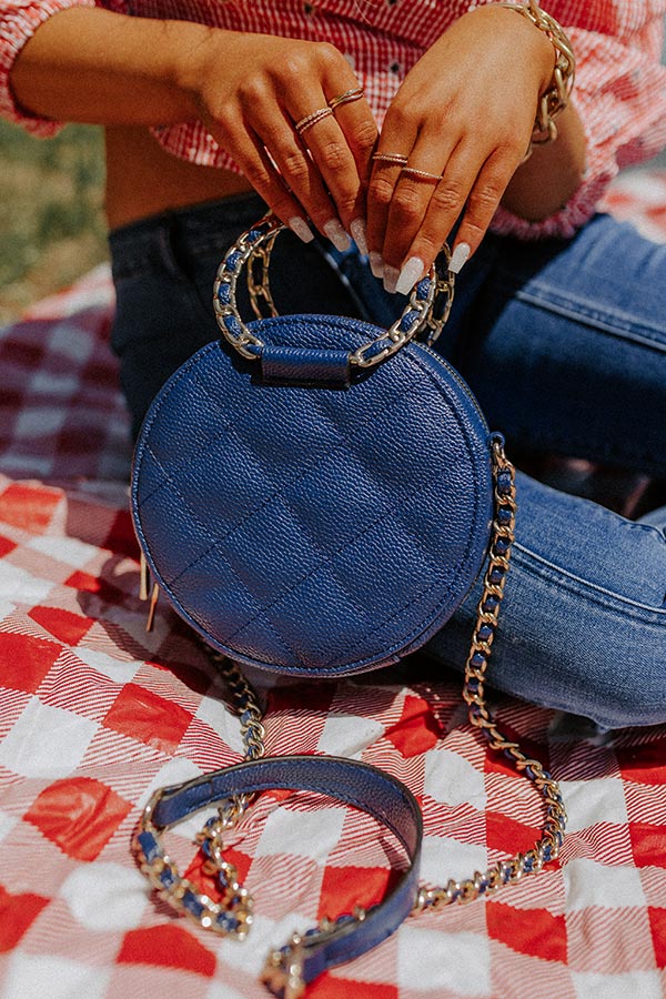 Bring The Prosecco Faux Leather Purse In Navy
