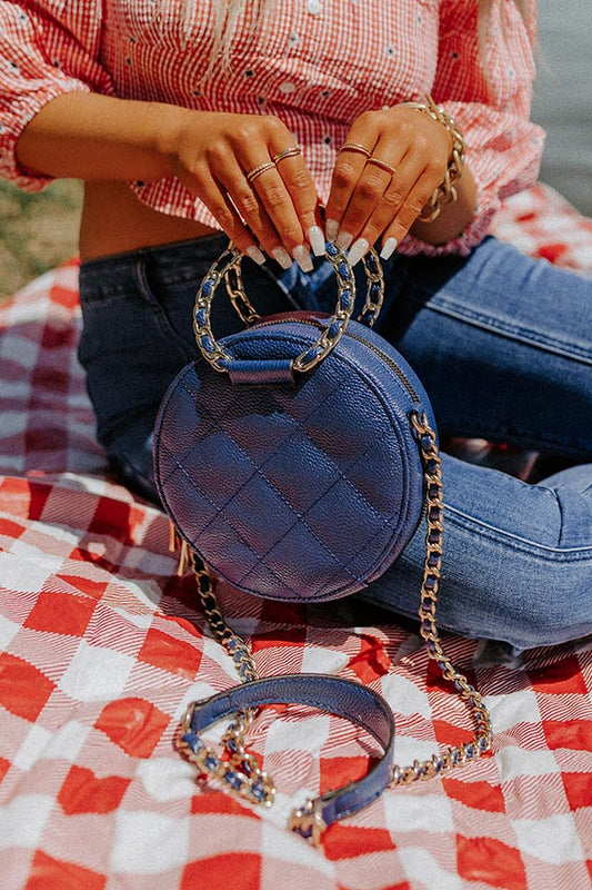 Bring The Prosecco Faux Leather Purse In Navy