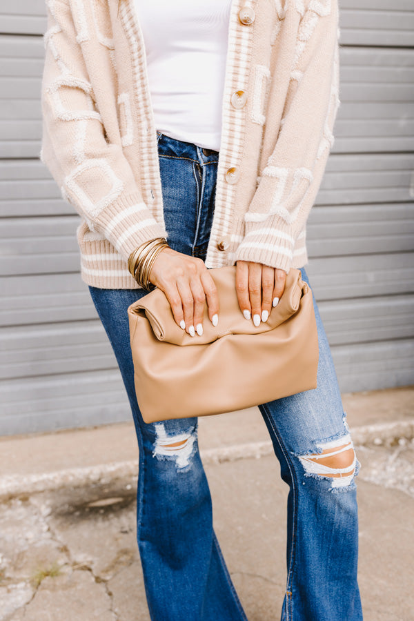Show You Around Faux Leather Crossbody In Warm Taupe