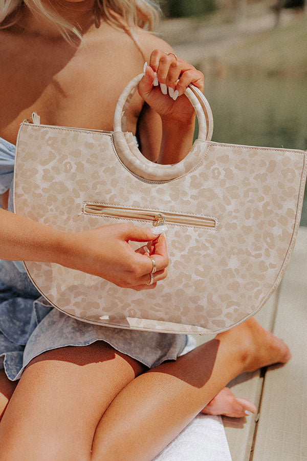 Leopard Chic Faux Leather Tote In Champagne