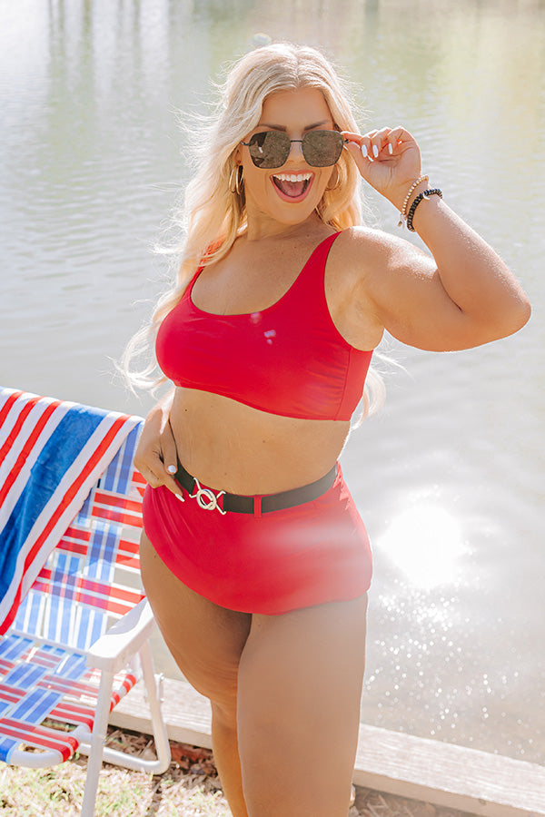 Moon River Bikini Top in Red Curves