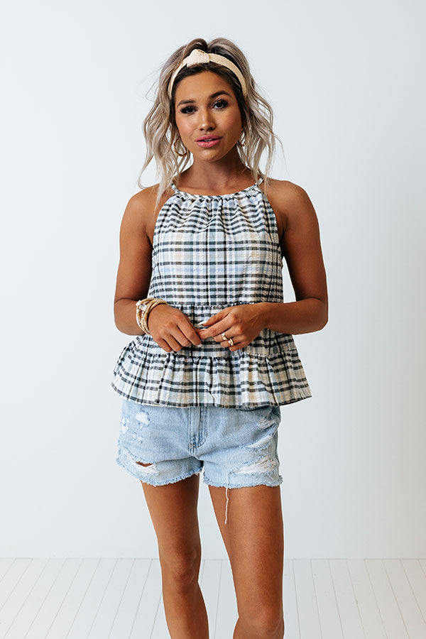Friendship Circle Gingham Shift Top In Sky Blue
