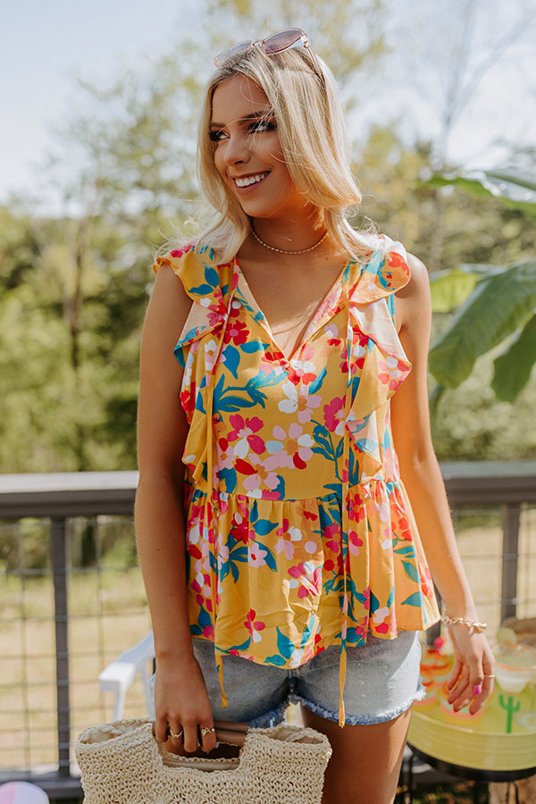 Get The Scoop Floral Ruffle Top