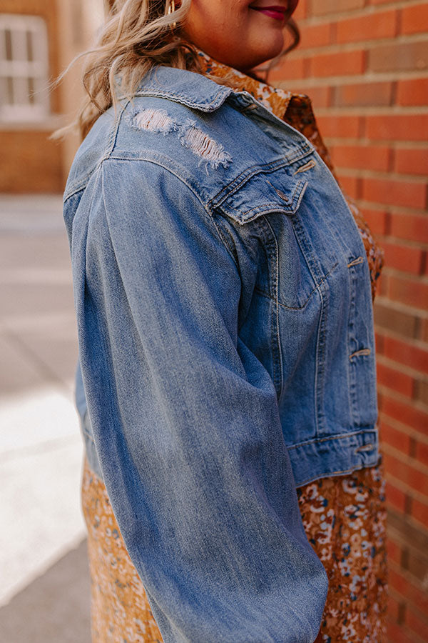 Risen Take Me On Tour Distressed Denim Jacket Curves