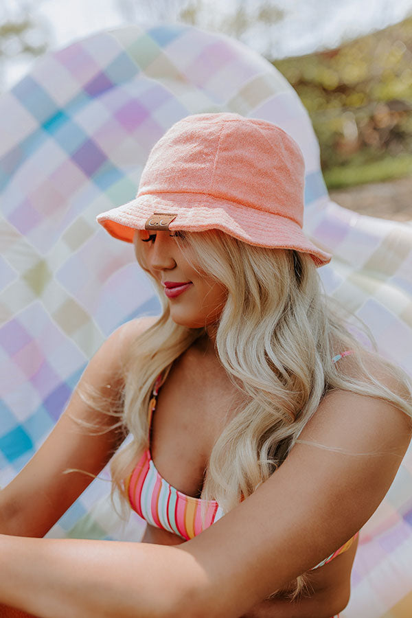 Hotter Than Ever Terry Cloth Bucket Hat In Orange
