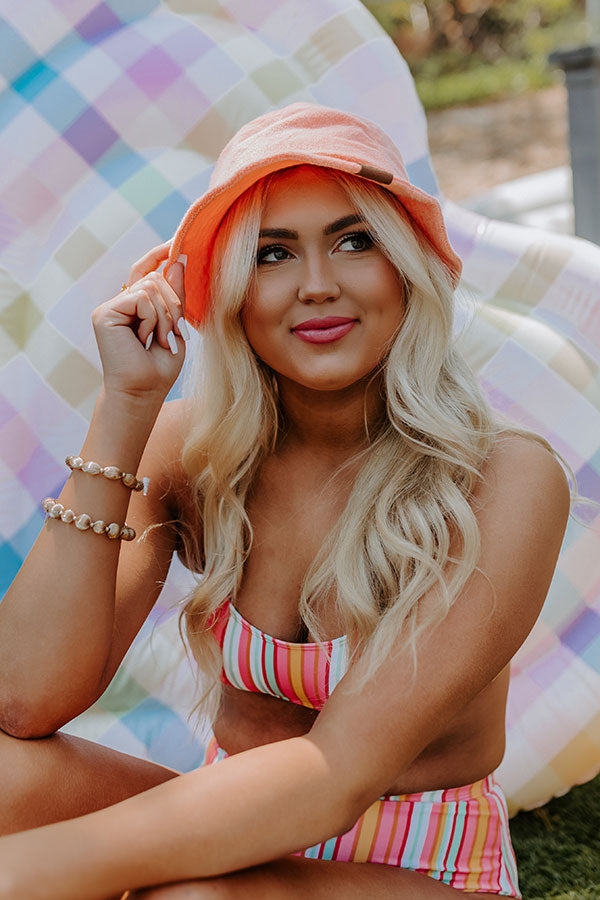 Hotter Than Ever Terry Cloth Bucket Hat In Orange