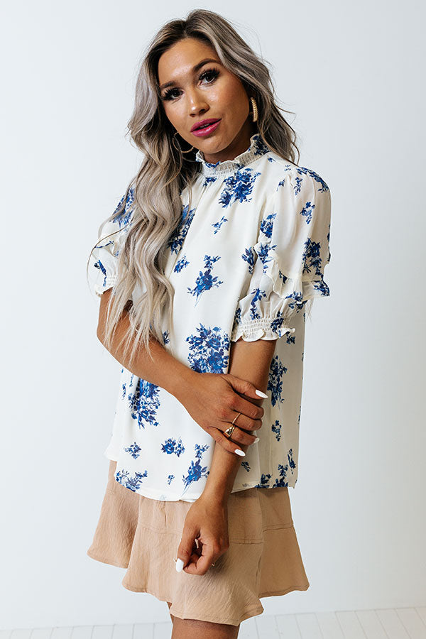 Follow Your Happiness Floral Shift Top in Cream