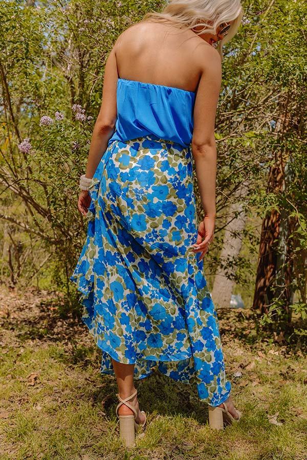 Only Sunshine Floral Skirt In Royal Blue