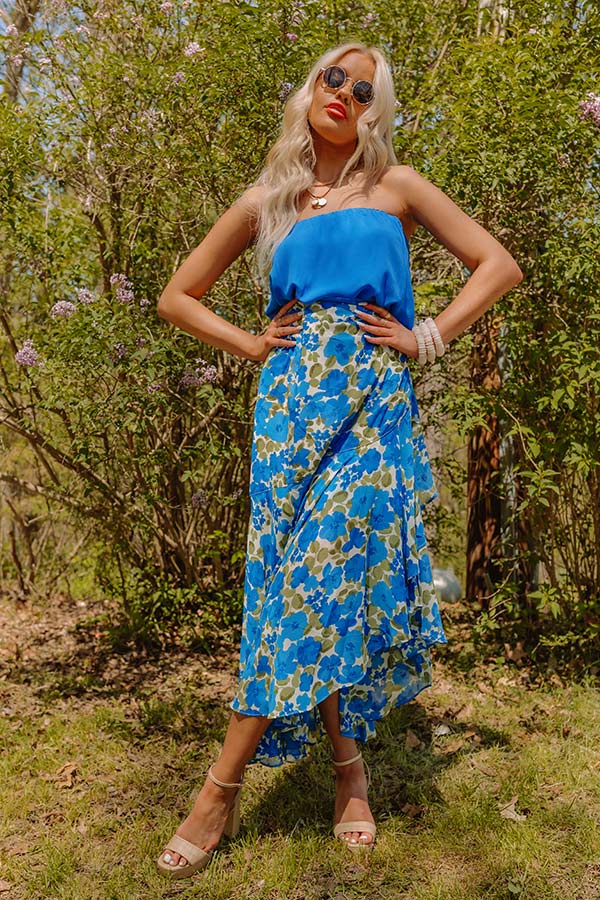 Only Sunshine Floral Skirt In Royal Blue