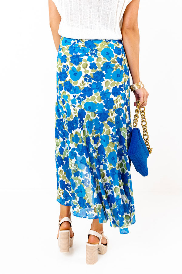 Only Sunshine Floral Skirt In Royal Blue