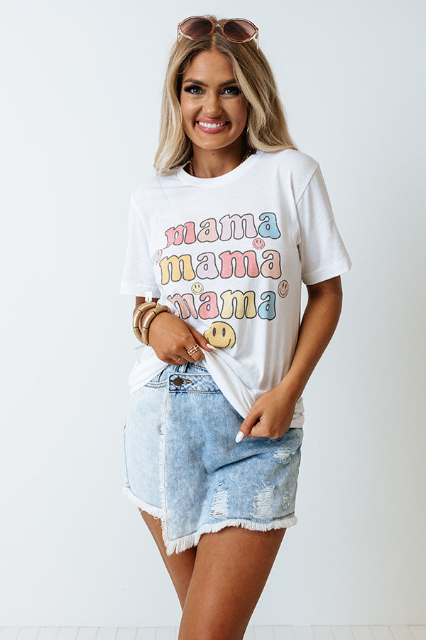 Smiley Mama Graphic Tee In White