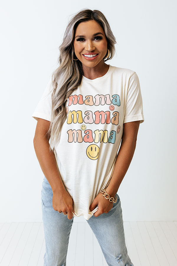 Smiley Mama Graphic Tee In Cream