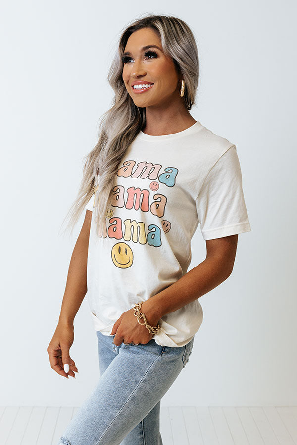 Smiley Mama Graphic Tee In Cream