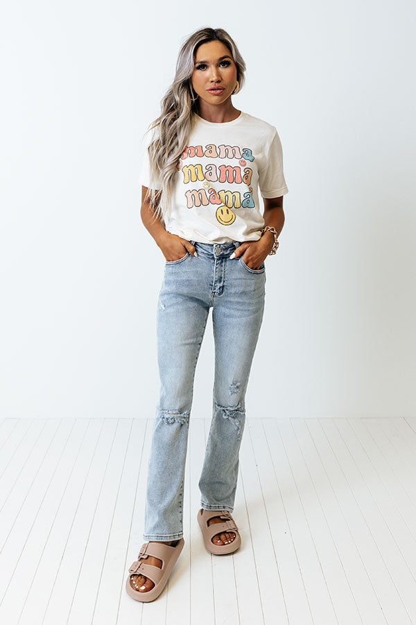 Smiley Mama Graphic Tee In Cream