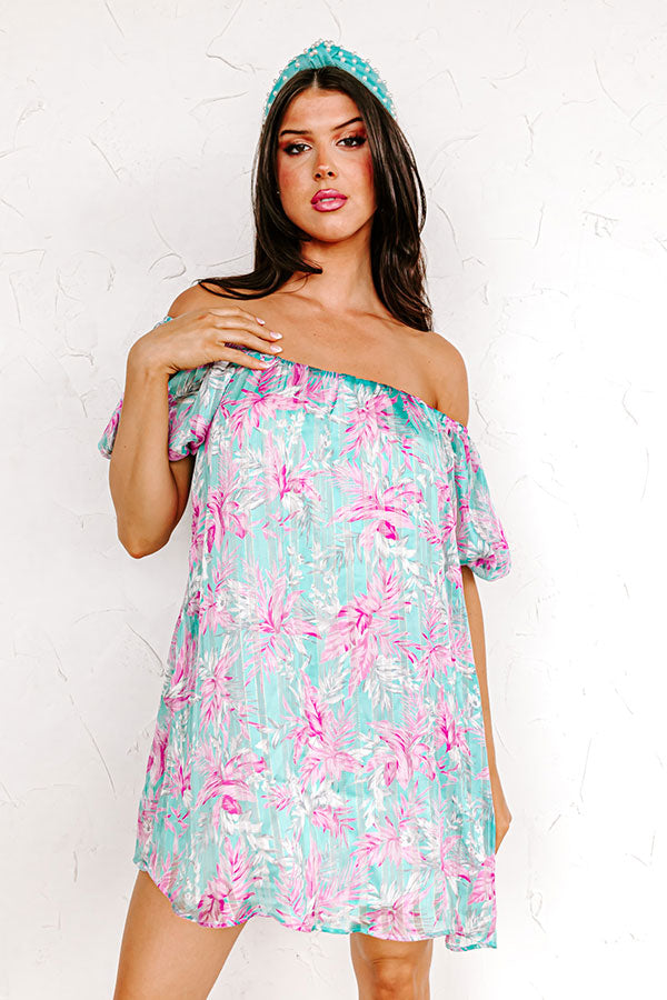 Create Your Dream Life Floral Shift Dress In Aqua