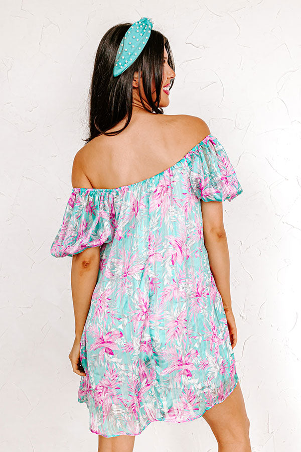 Create Your Dream Life Floral Shift Dress In Aqua