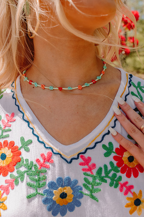 Sunshine Needed Beaded Necklace In Mint