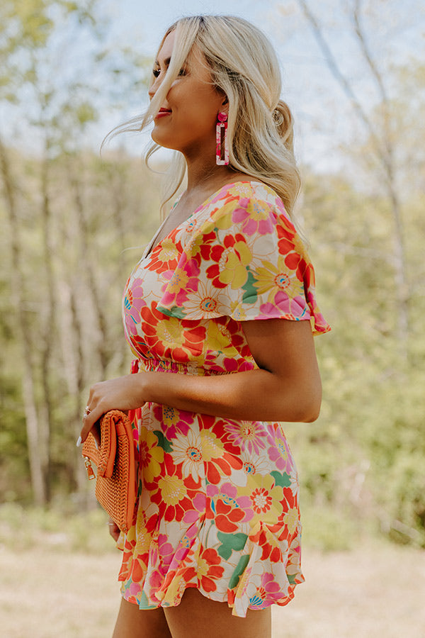 Sassy And Sweet Floral Romper in Tangerine
